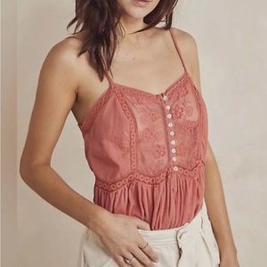 NWOT Free People Still The One Lace Cotton Bodysuit Size S